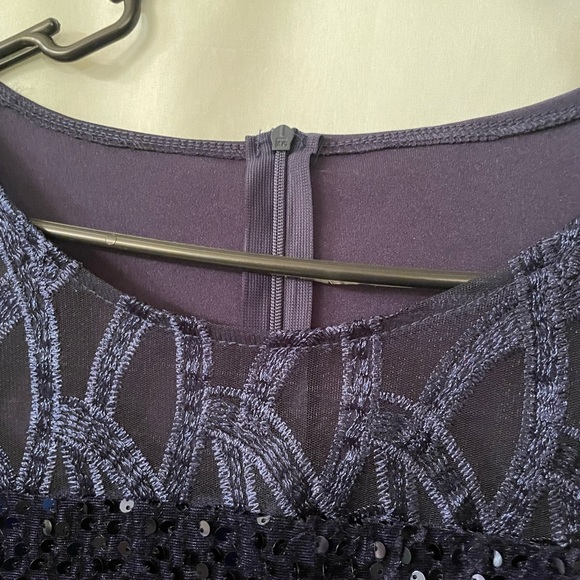 Sequin 3/4 Sleeve Sparkly Midi Dress Crewneck navy blue size XL - Picture 4 of 4